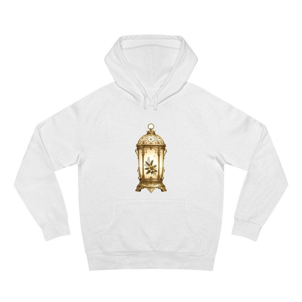 Gold Christmas Lantern personalised Christmas hoodie in white
