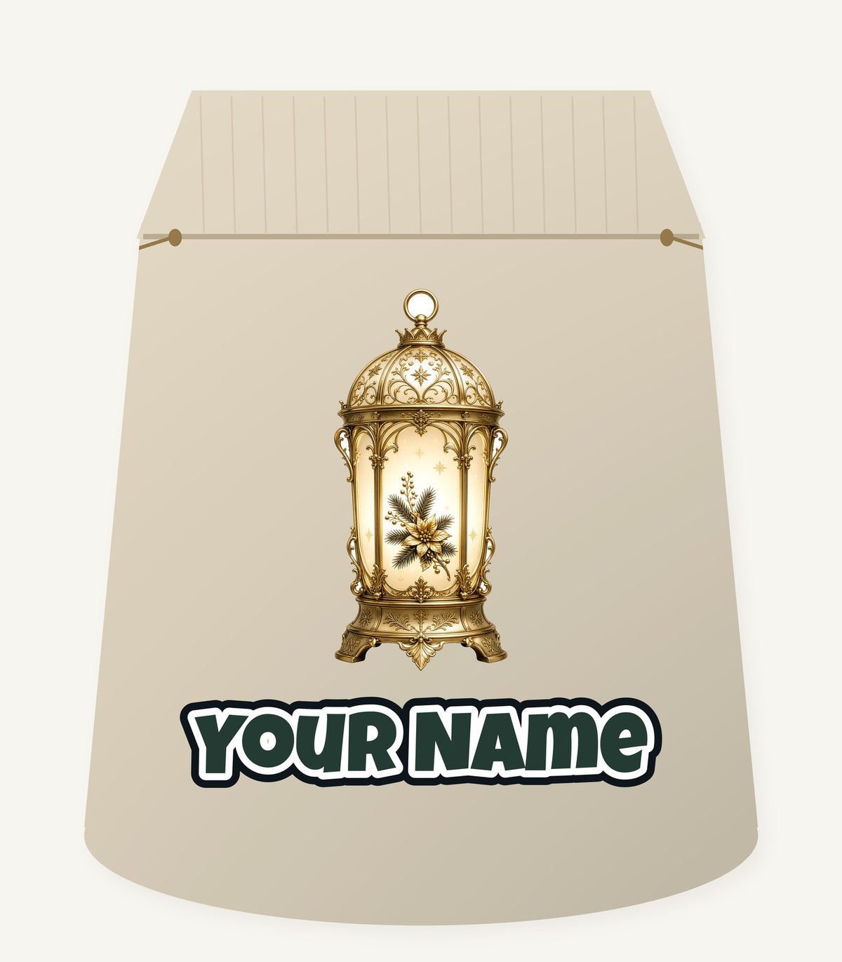 Gold Christmas Lantern Personalised Santa Sack