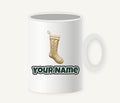 Gold Embroidered Christmas Stocking Personalised Christmas Mug