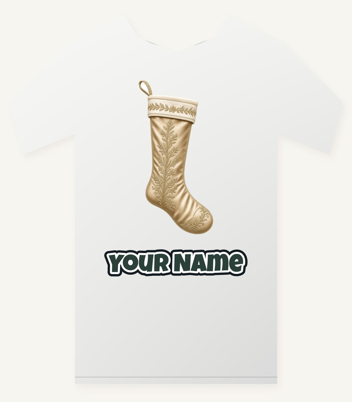 Gold Embroidered Christmas Stocking Personalised Christmas T-Shirt and Hoodie