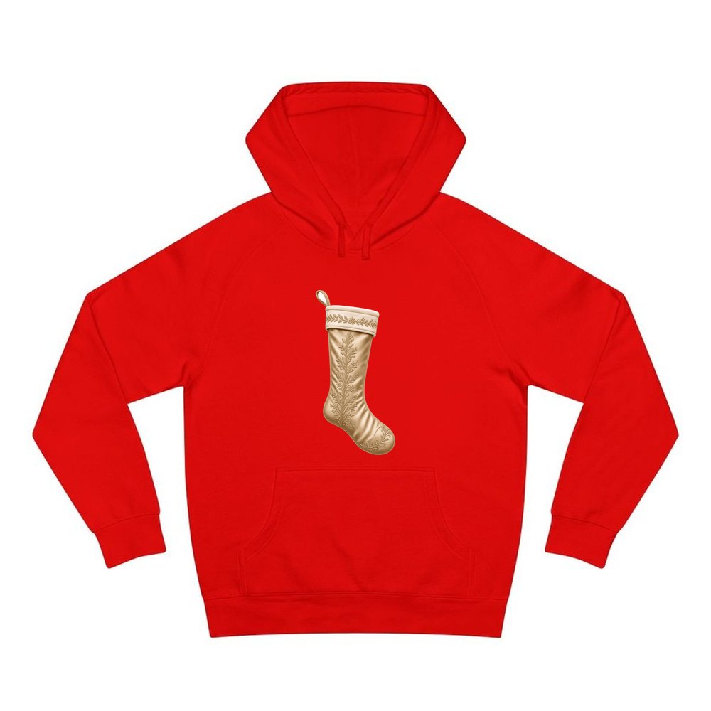 Gold Embroidered Christmas Stocking personalised Christmas hoodie in red