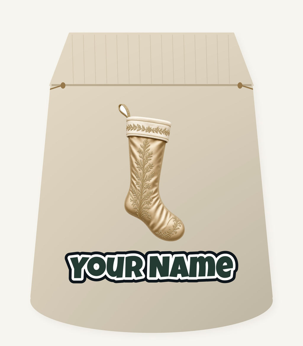 Gold Embroidered Christmas Stocking Personalised Santa Sack