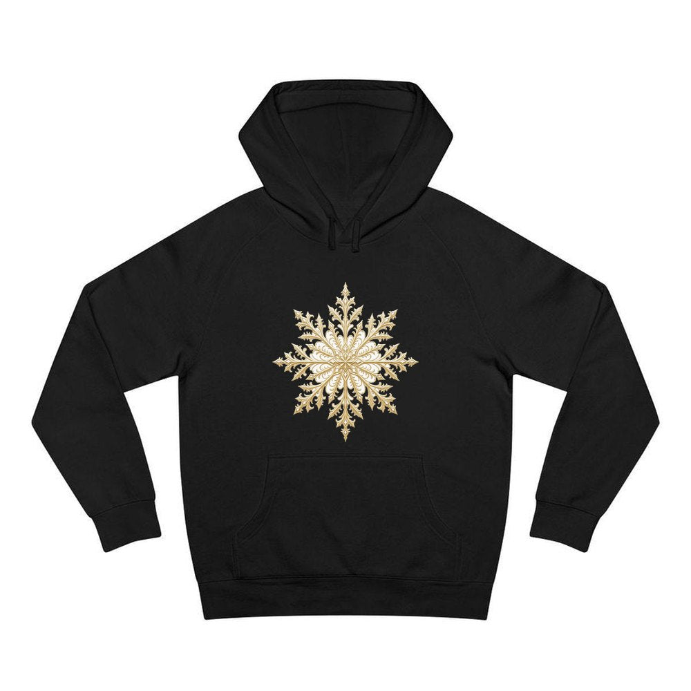 Gold Filigree Snowflake personalised Christmas hoodie in black
