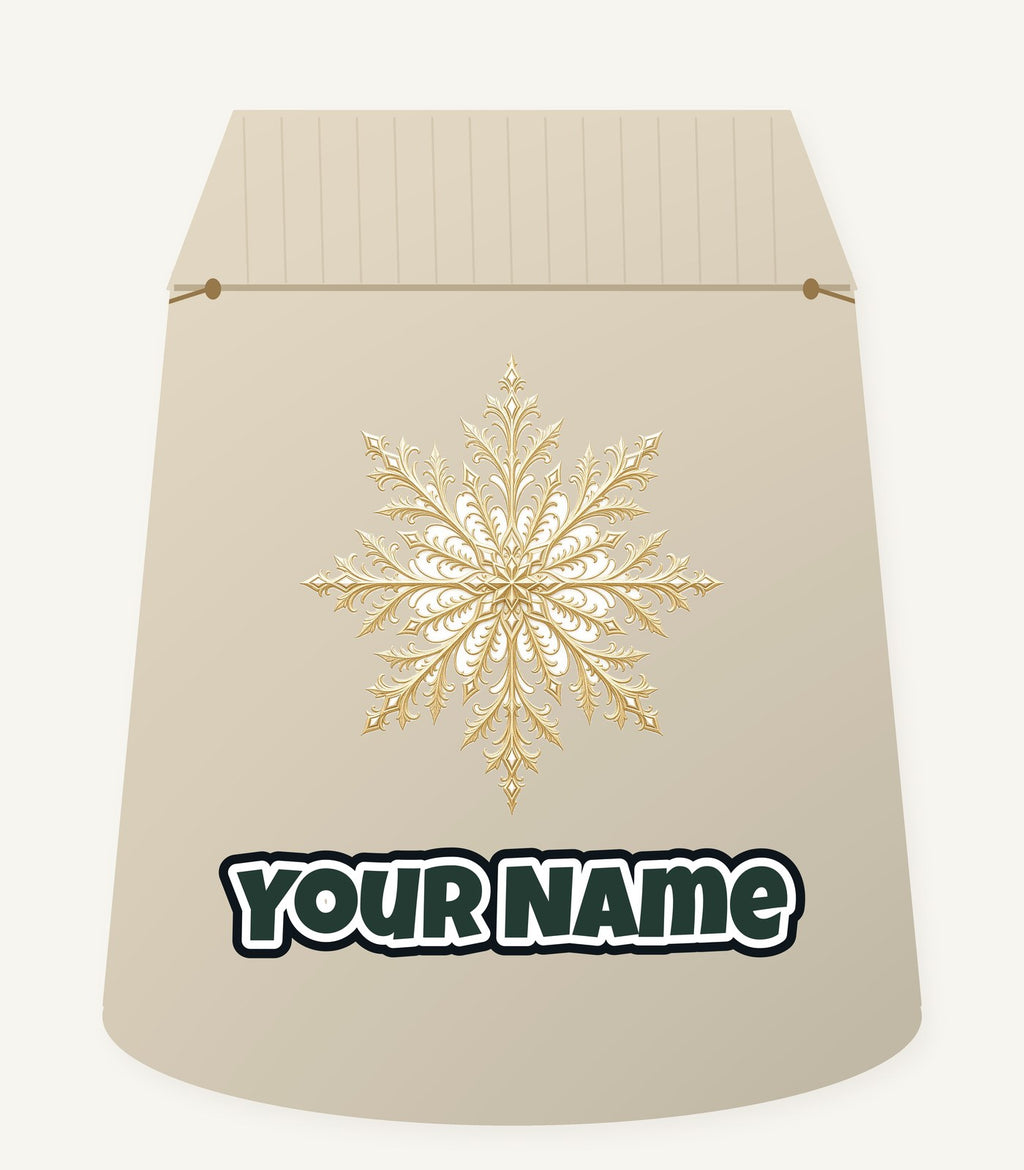 Gold Filigree Snowflake Personalised Santa Sack