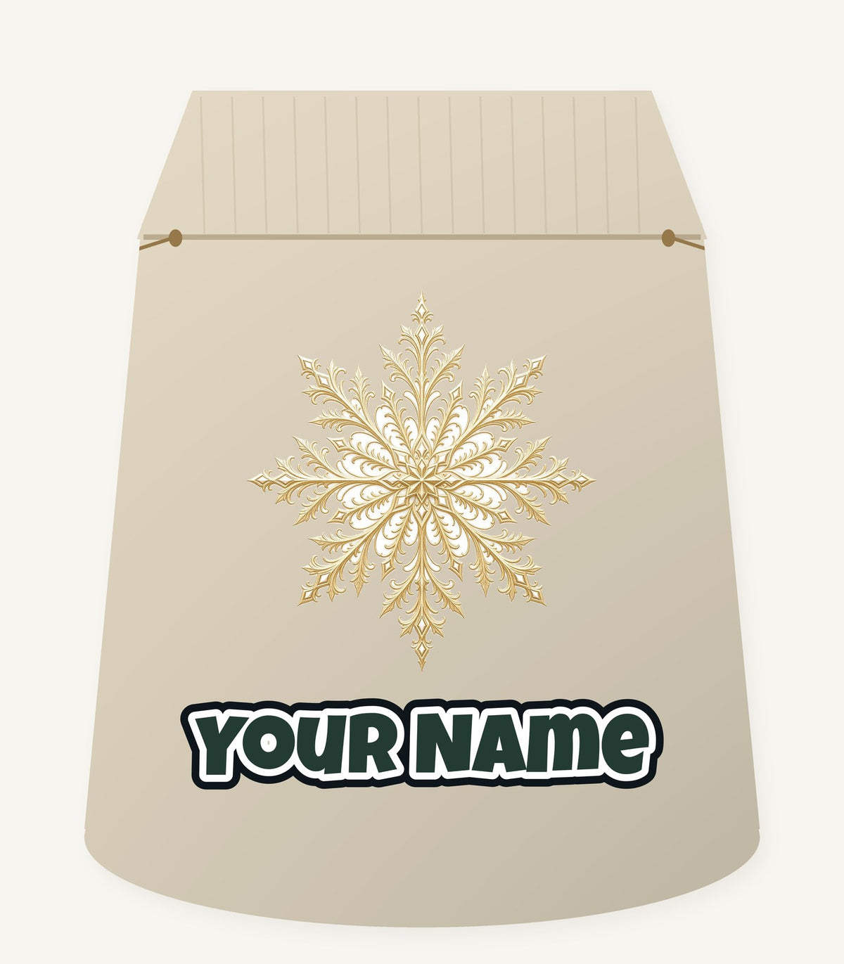 Gold Filigree Snowflake Personalised Santa Sack