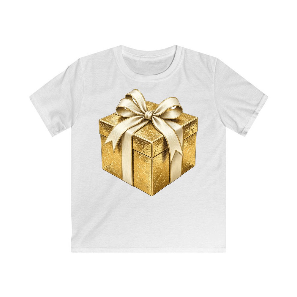 Gold Foil Gift Box personalised kids Christmas tee in white