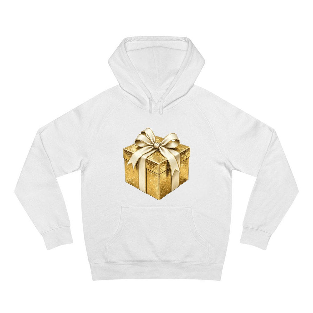 Gold Foil Gift Box personalised Christmas hoodie in white