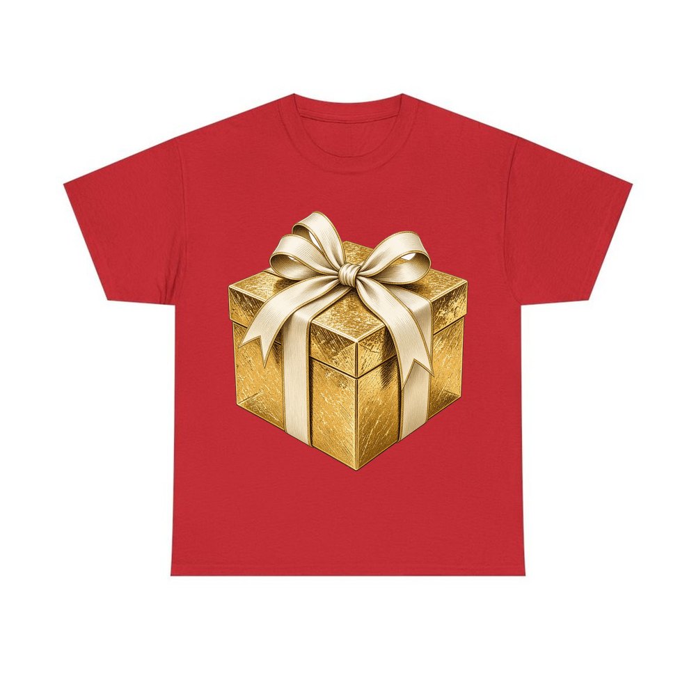 Gold Foil Gift Box personalised Christmas T-shirt in red