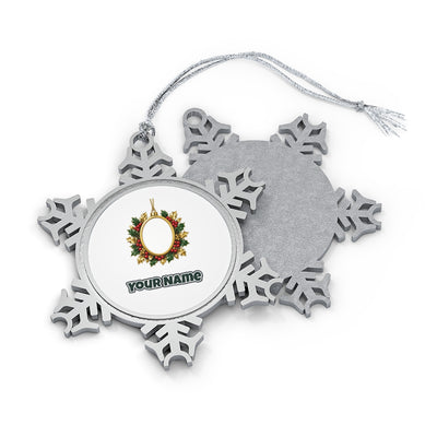 Gold Holly Photo Frame Ornament Personalised Pewter Christmas Ornament