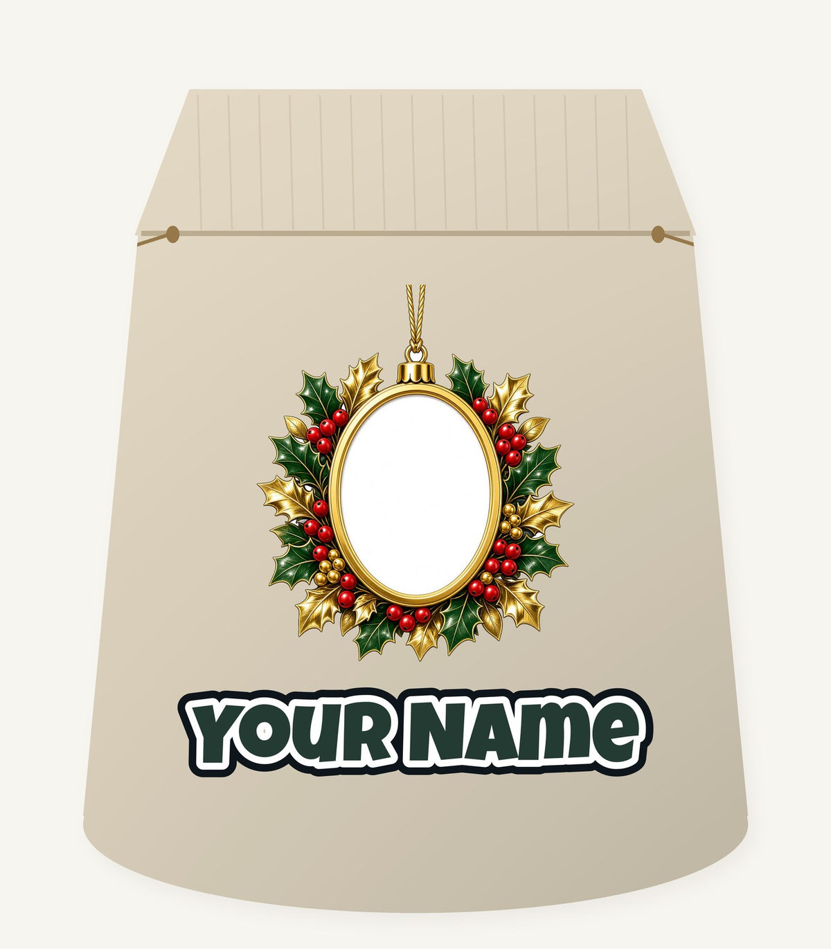 Gold Holly Photo Frame Ornament Personalised Santa Sack