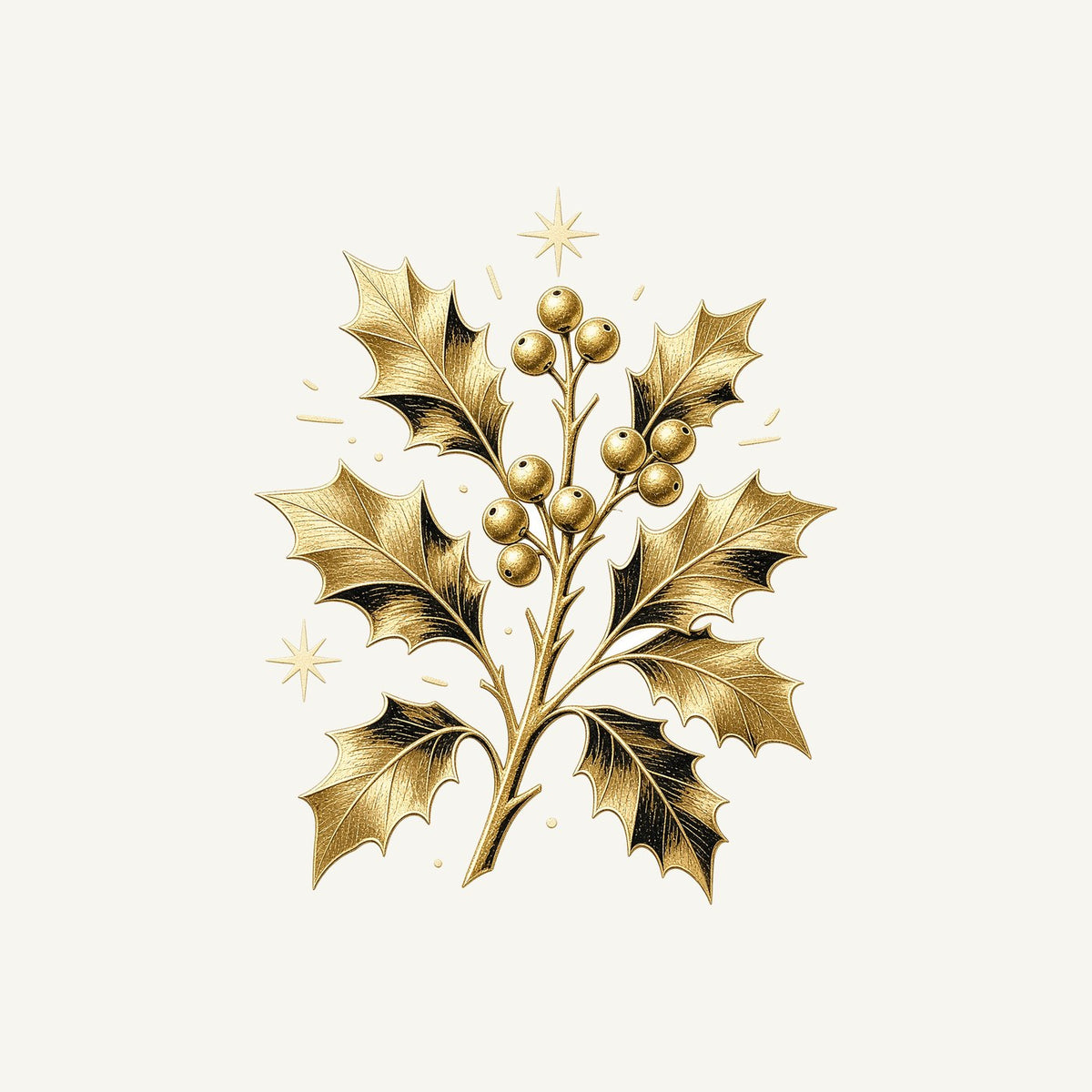 Gold Holly Sprig Personalised Kids Tee and Baby Bodysuit