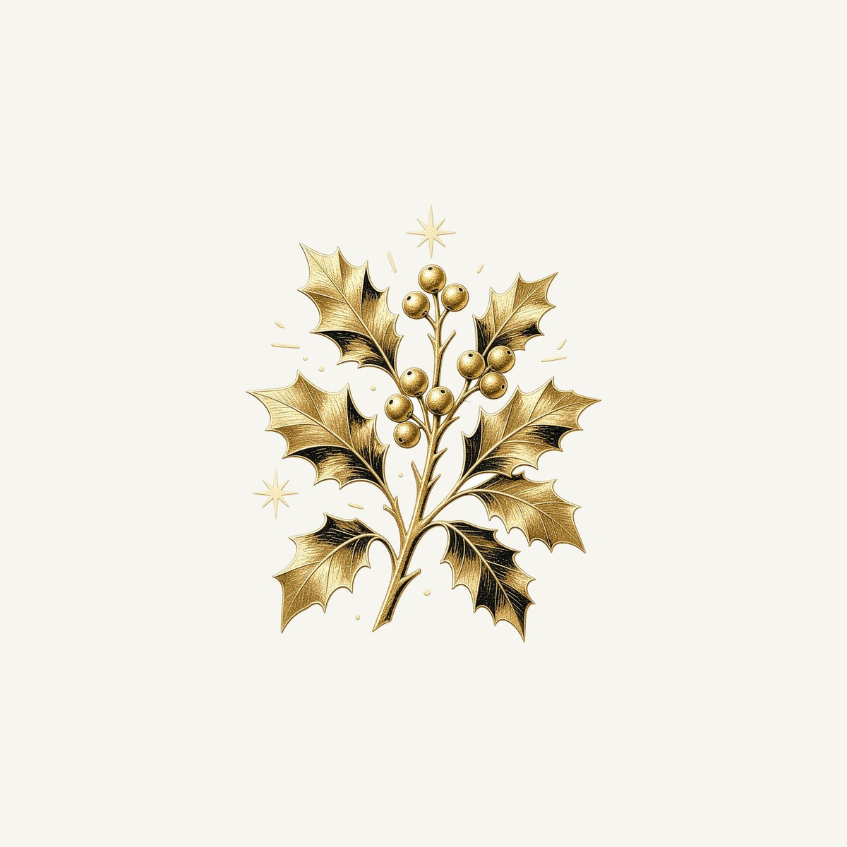 Gold Holly Sprig Personalised Christmas Mug