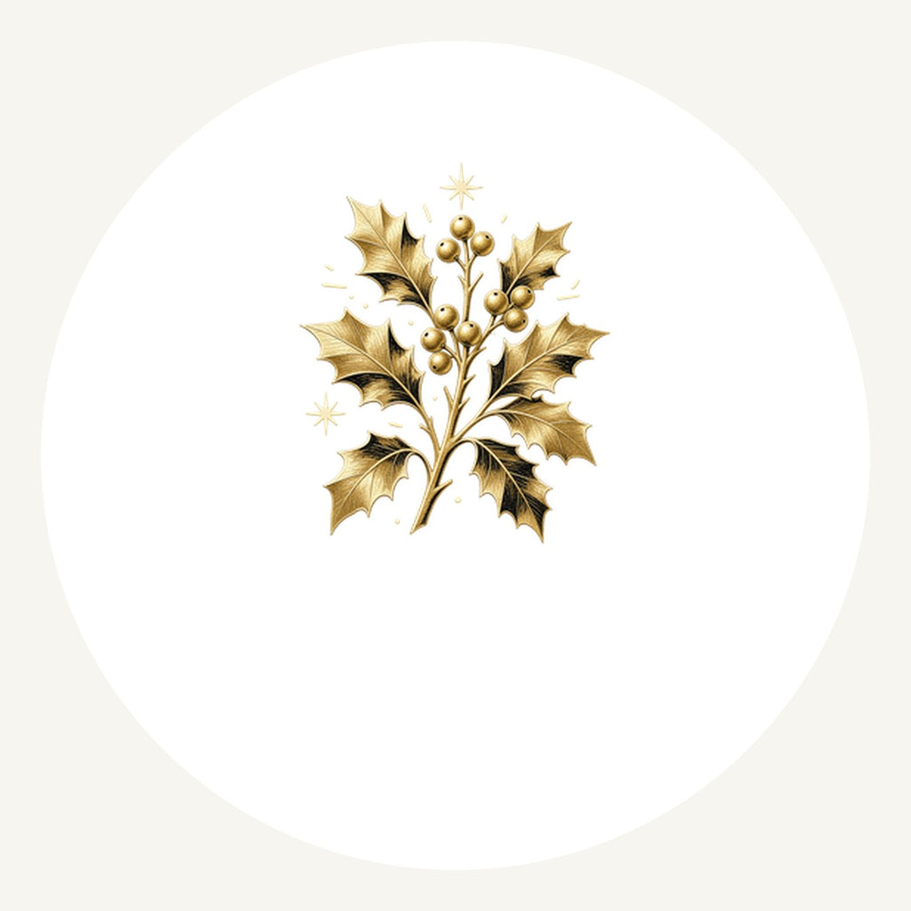 Gold Holly Sprig Personalised Pewter Christmas Ornament
