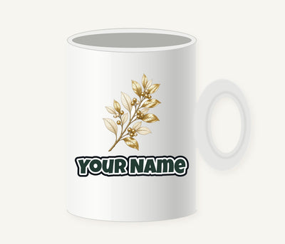 Gold Leaf And Berry Branch Personalised Christmas Mug