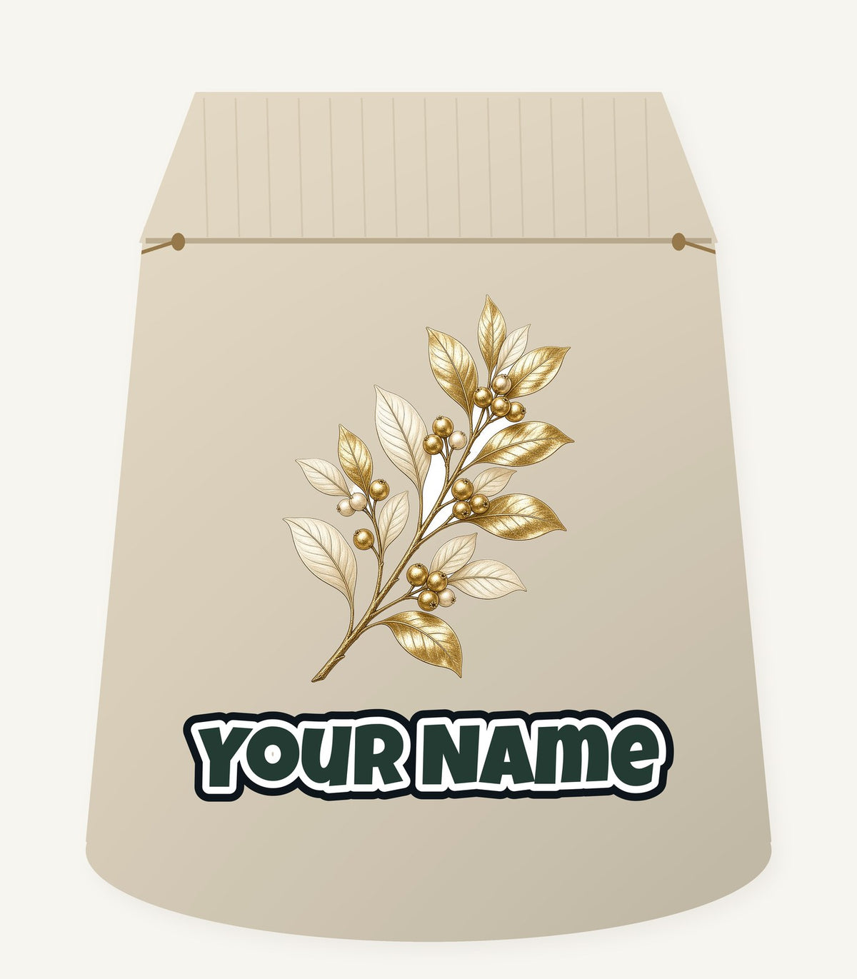 Gold Leaf And Berry Branch Personalised Santa Sack
