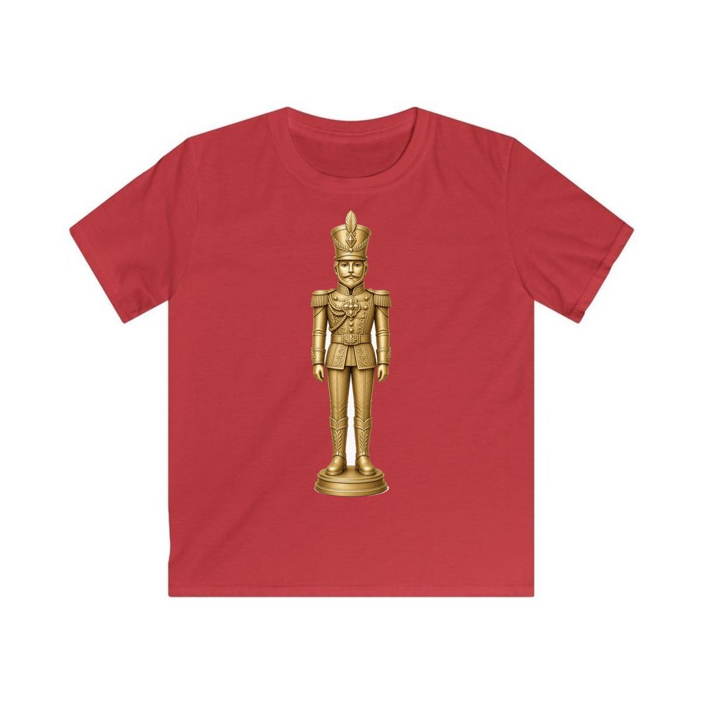 Gold Nutcracker Soldier personalised kids Christmas tee in red