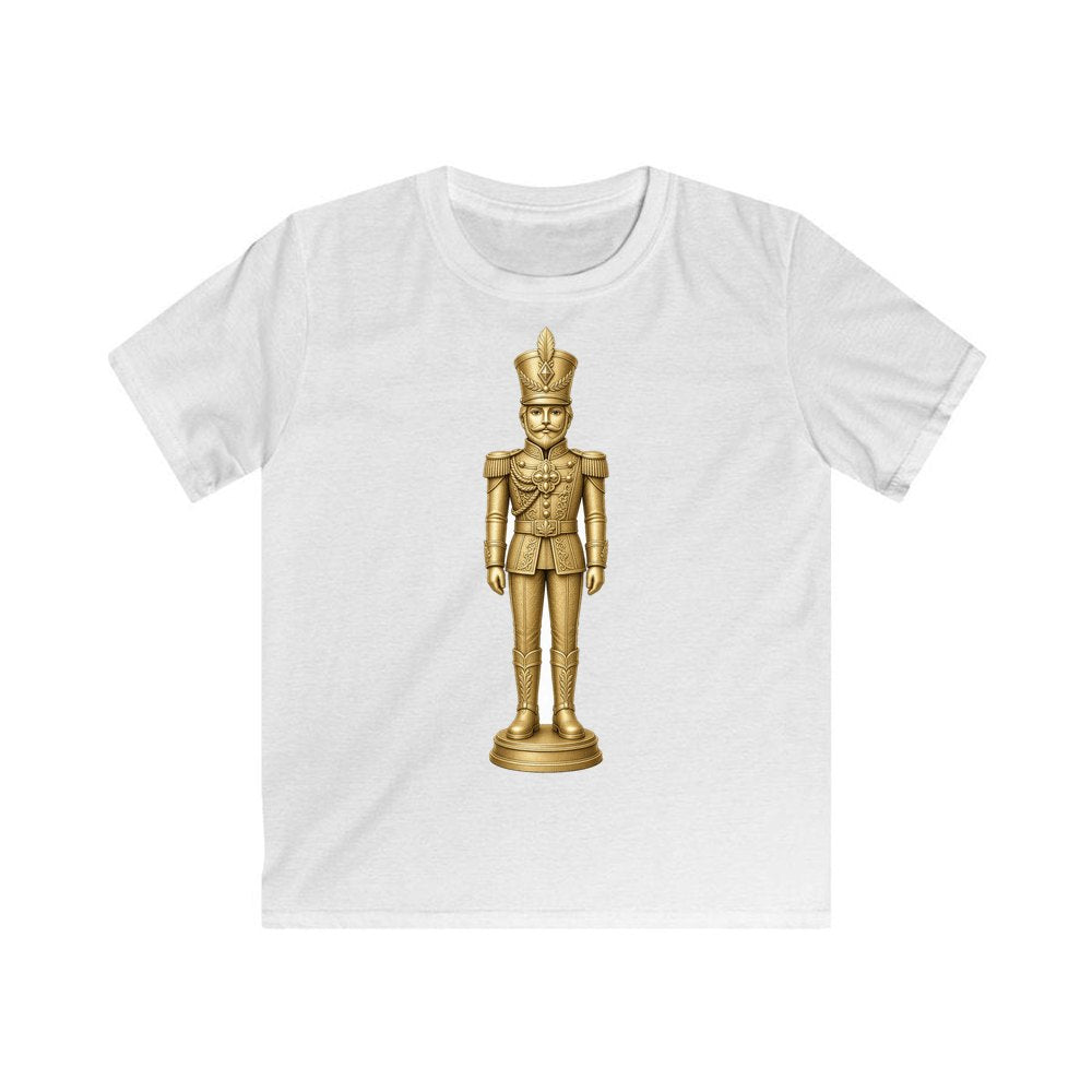 Gold Nutcracker Soldier personalised kids Christmas tee in white