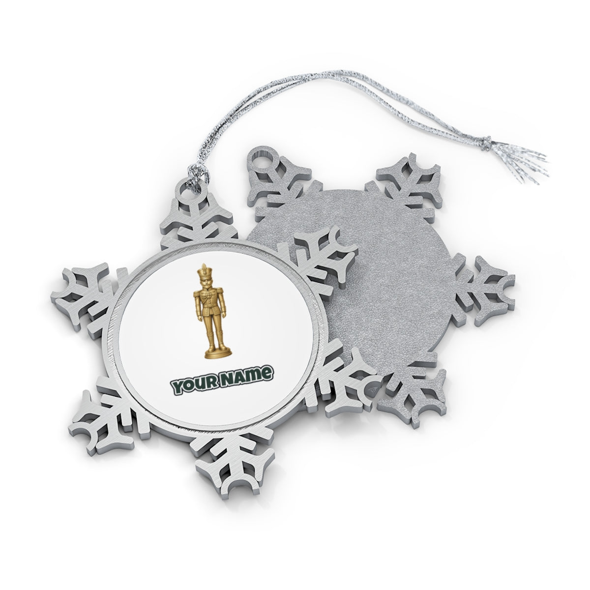 Gold Nutcracker Soldier Personalised Pewter Christmas Ornament