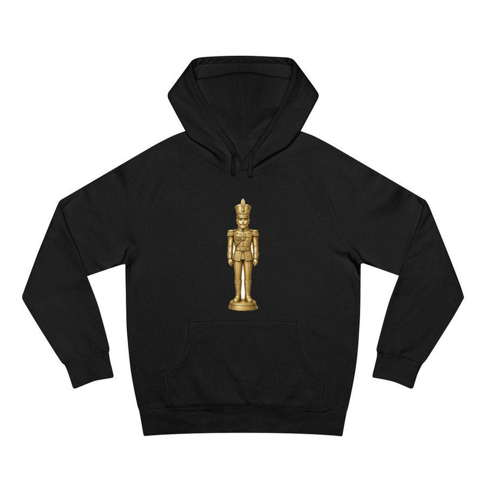 Gold Nutcracker Soldier personalised Christmas hoodie in black