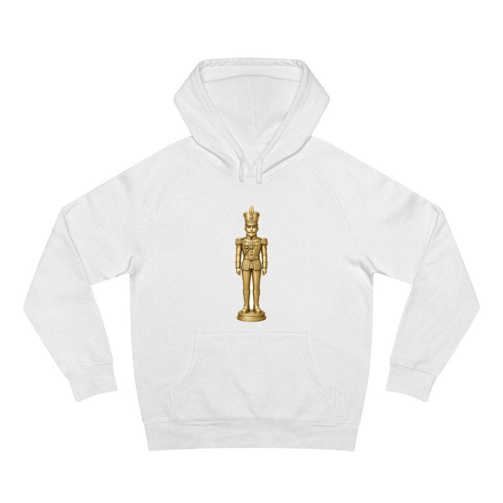 Gold Nutcracker Soldier personalised Christmas hoodie in white