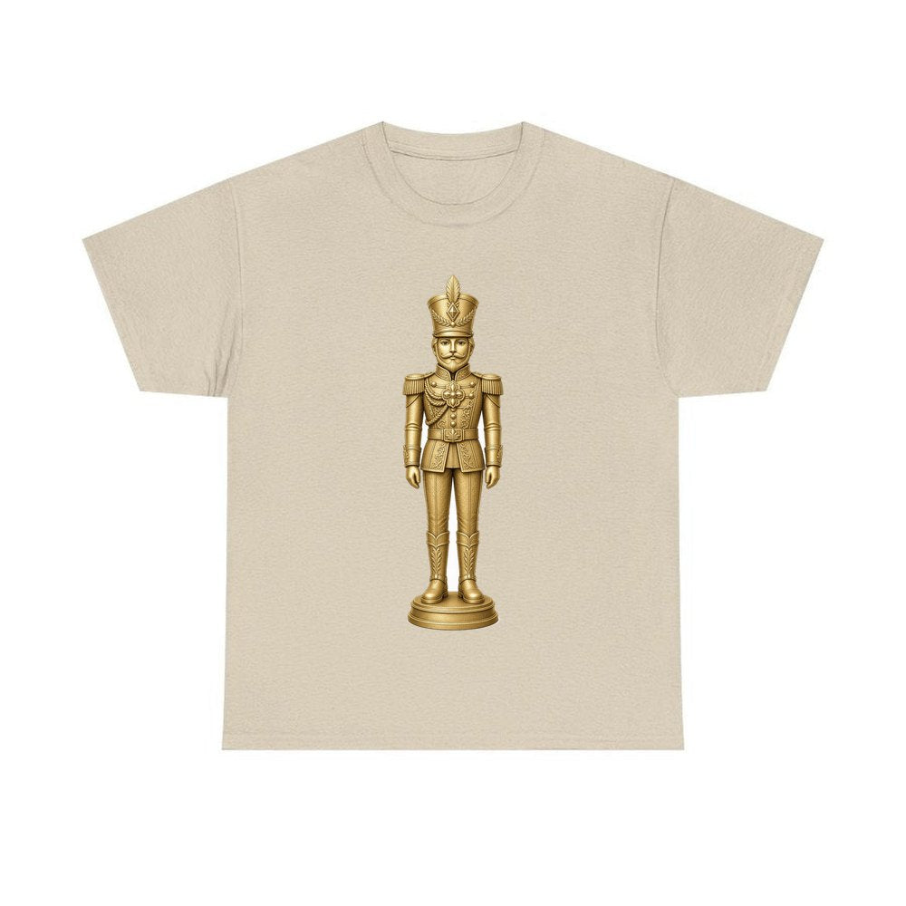 Gold Nutcracker Soldier personalised Christmas T-shirt in sand