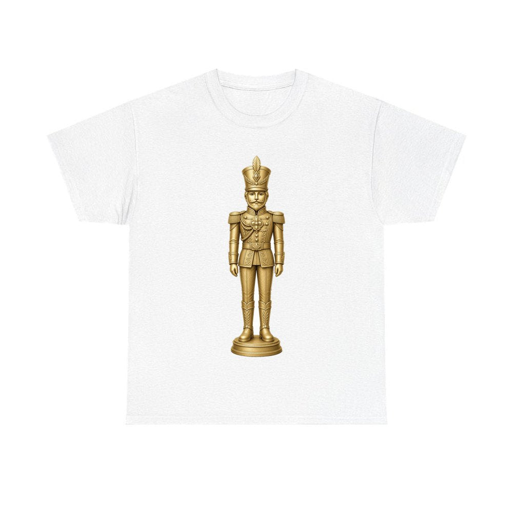 Gold Nutcracker Soldier personalised Christmas T-shirt in white