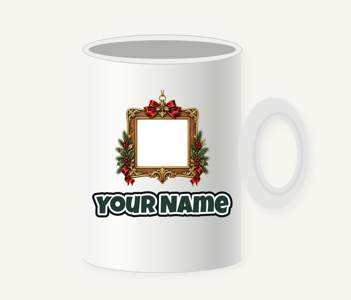 Gold Photo Frame Ornament Personalised Christmas Mug