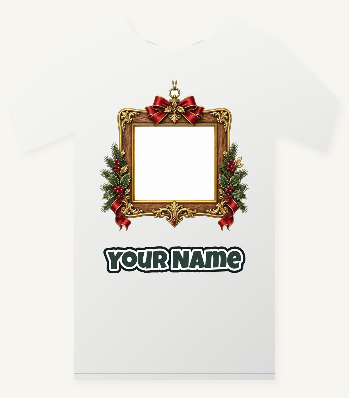 Gold Photo Frame Ornament Personalised Christmas T-Shirt and Hoodie
