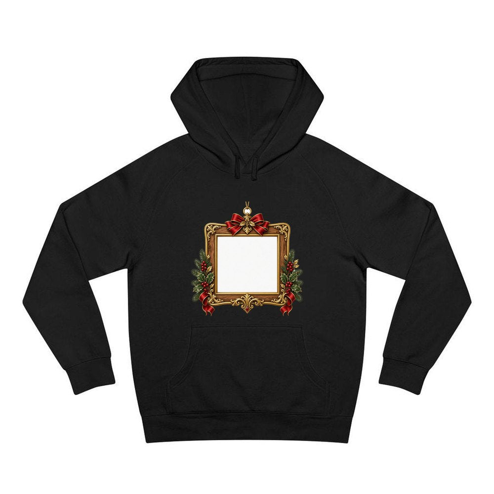 Gold Photo Frame Ornament personalised Christmas hoodie in black