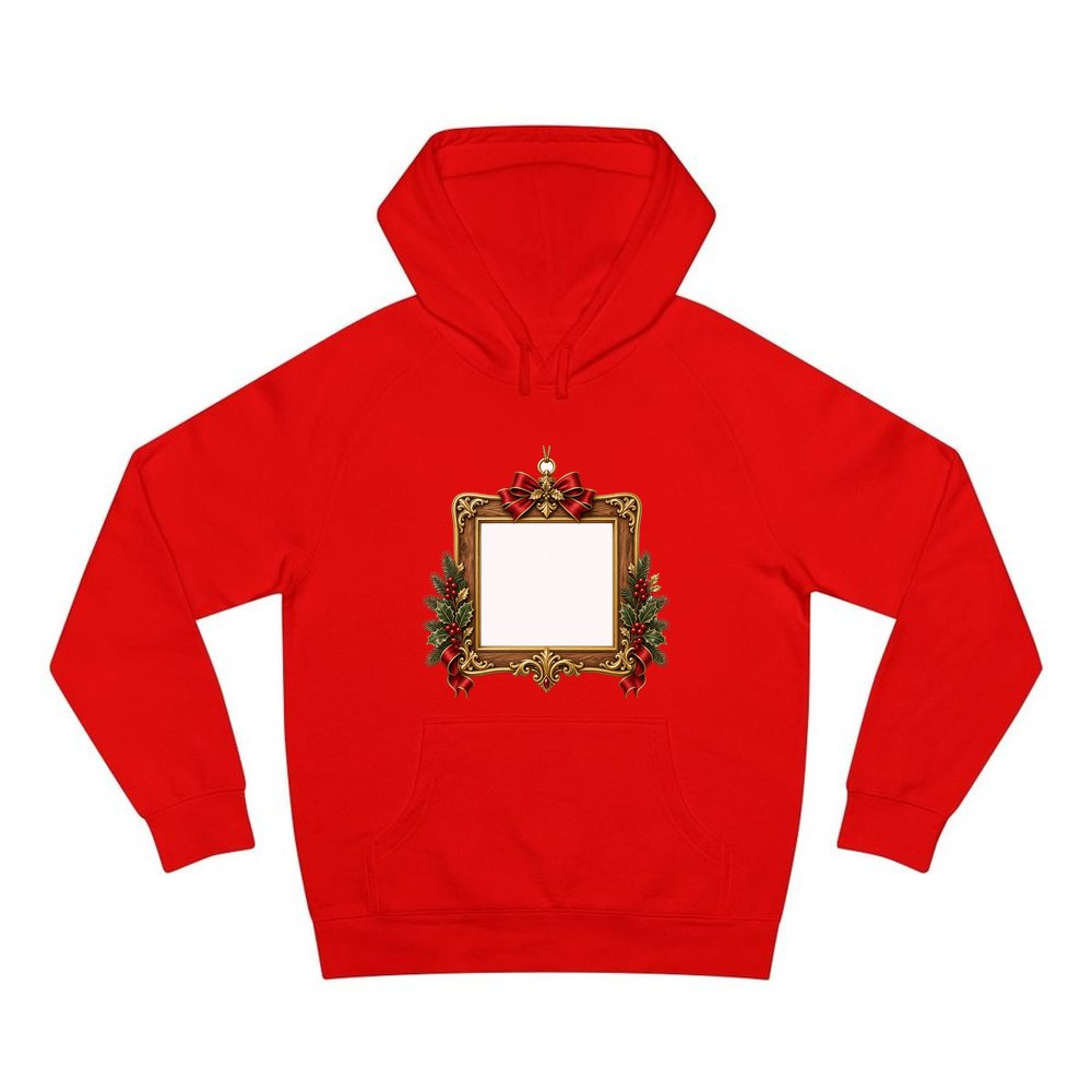Gold Photo Frame Ornament personalised Christmas hoodie in red