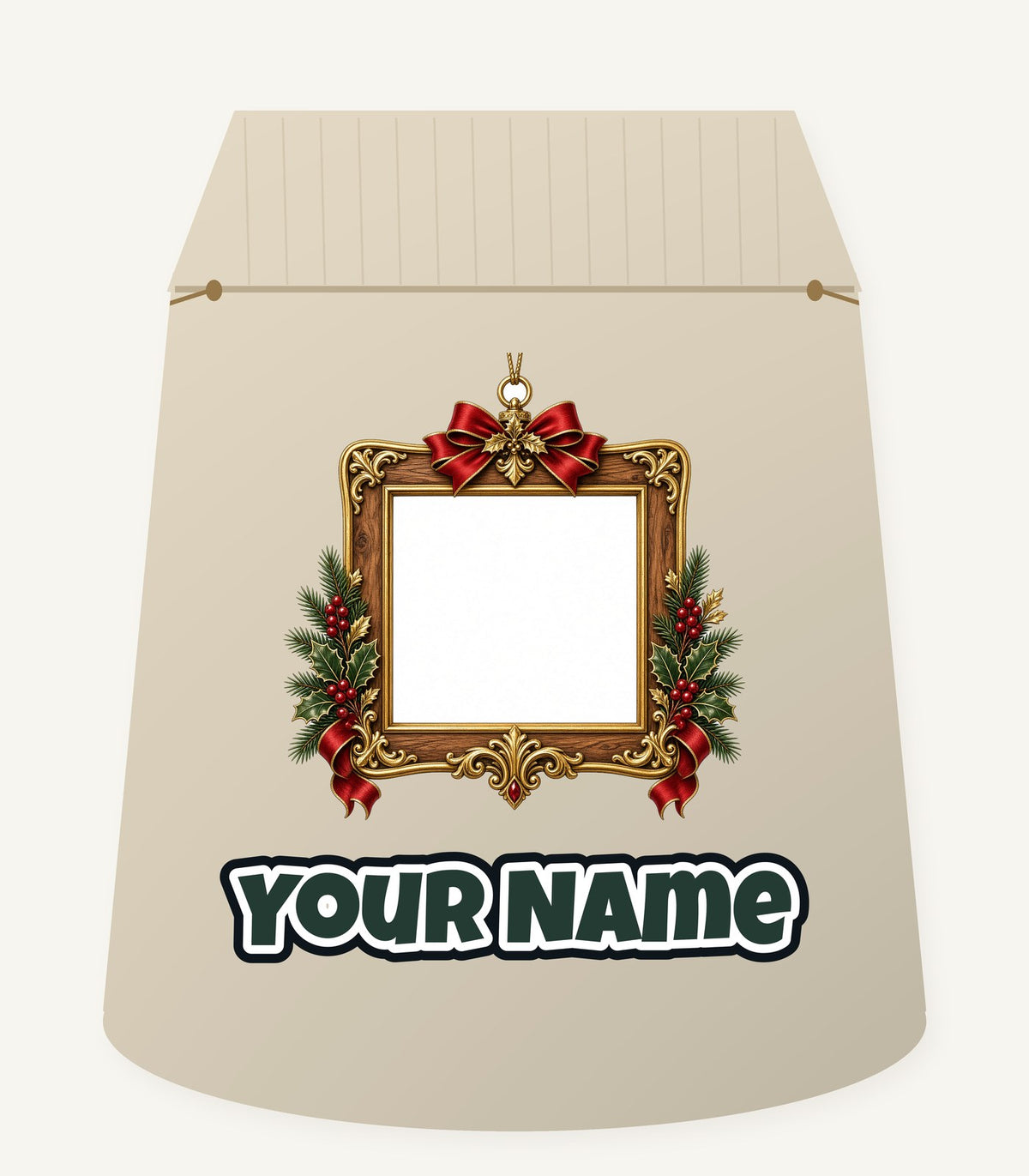 Gold Photo Frame Ornament Personalised Santa Sack
