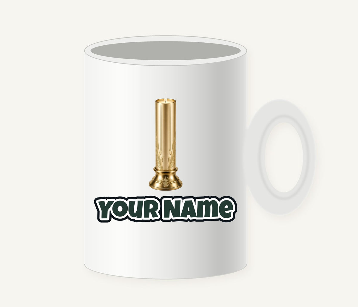 Gold Pillar Candle Personalised Christmas Mug