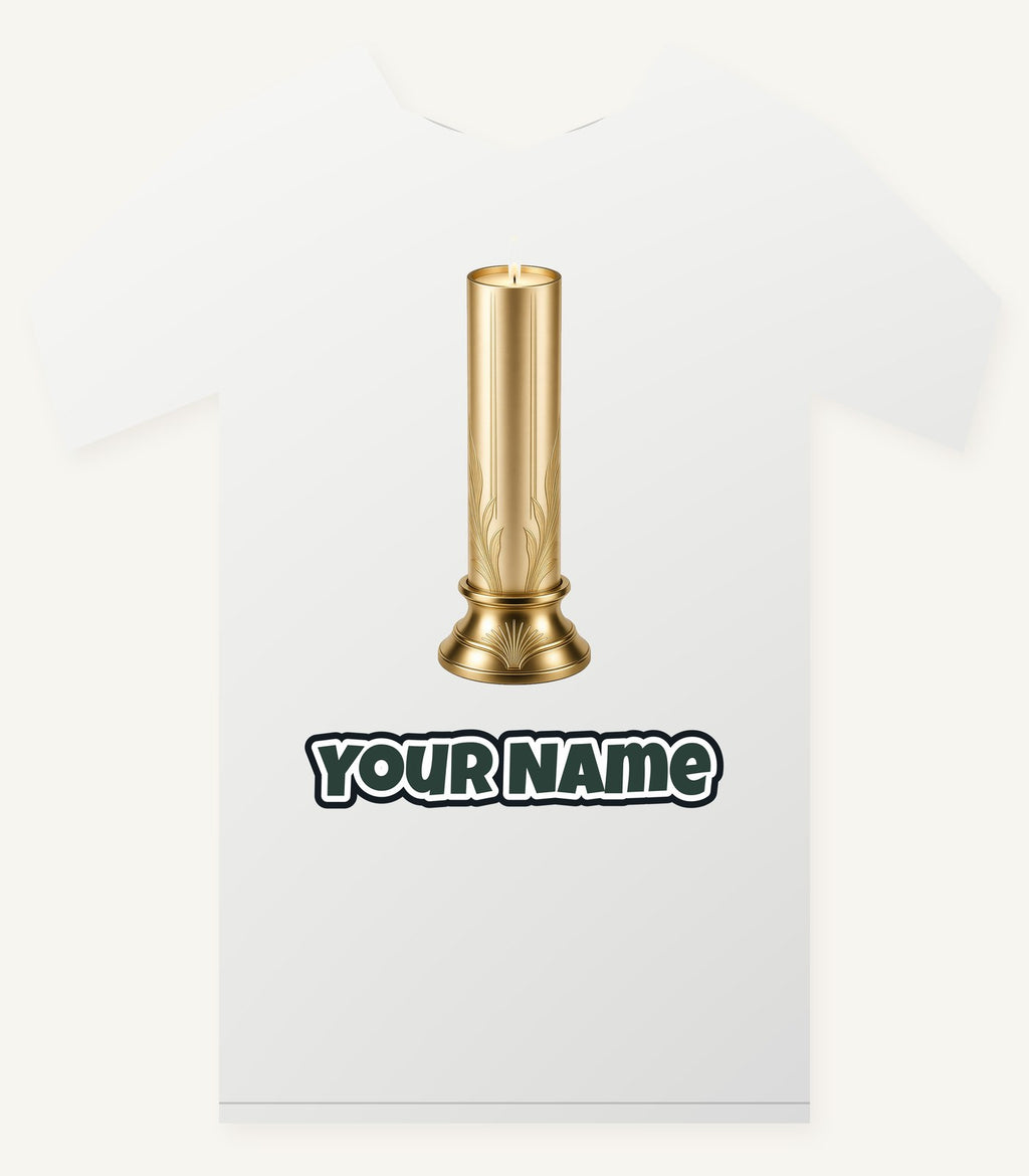 Gold Pillar Candle Personalised Christmas T-Shirt and Hoodie