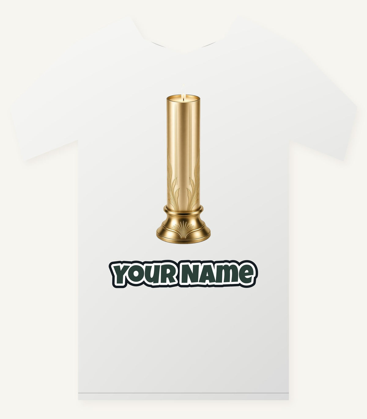 Gold Pillar Candle Personalised Christmas T-Shirt and Hoodie