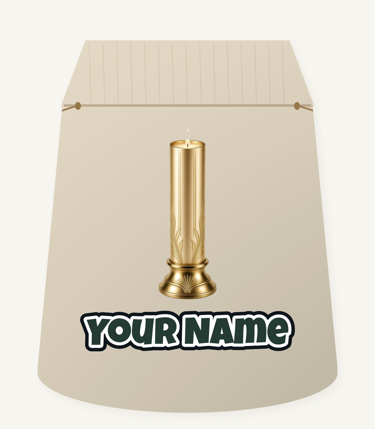 Gold Pillar Candle Personalised Santa Sack
