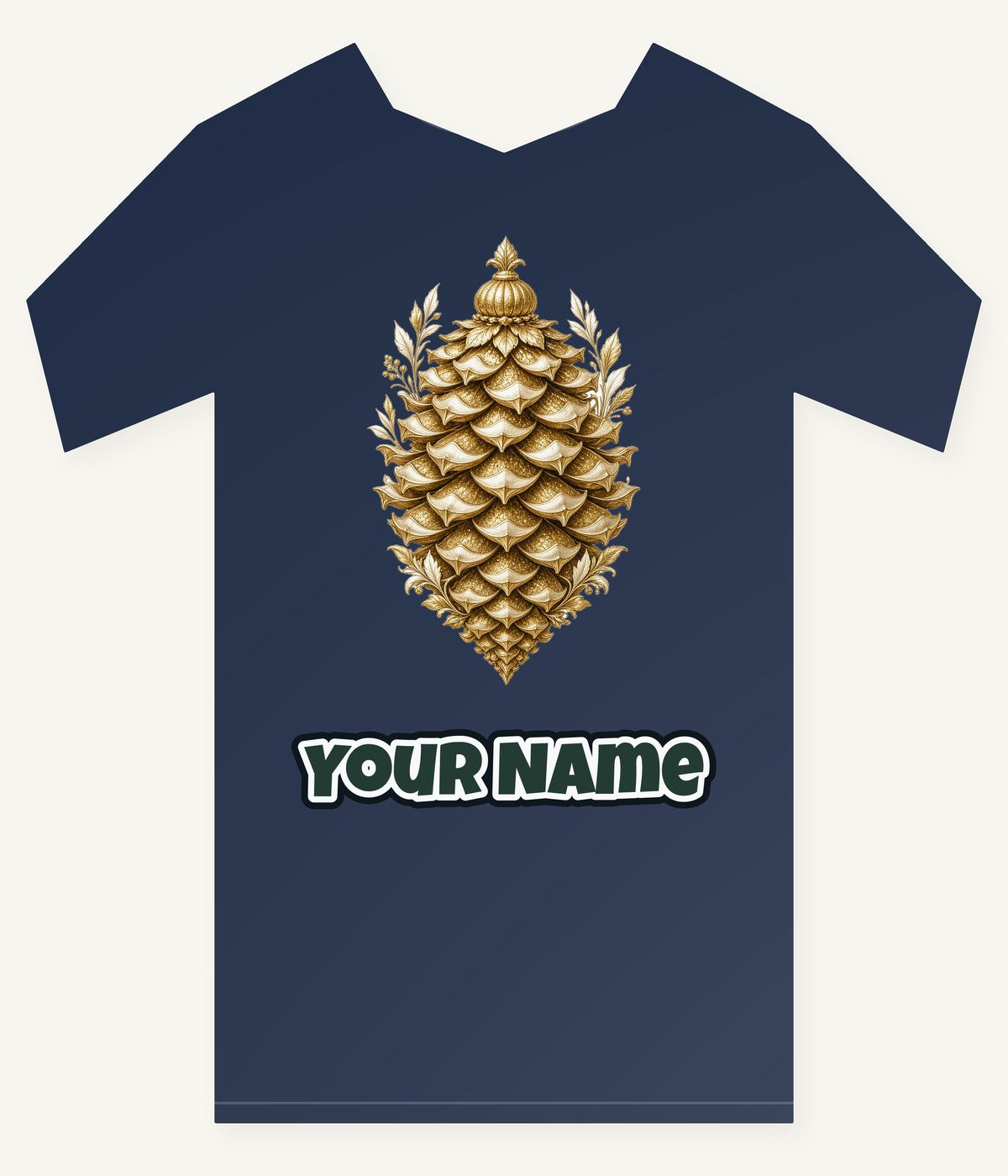 Gold Pinecone Ornament Personalised Kids Tee and Baby Bodysuit