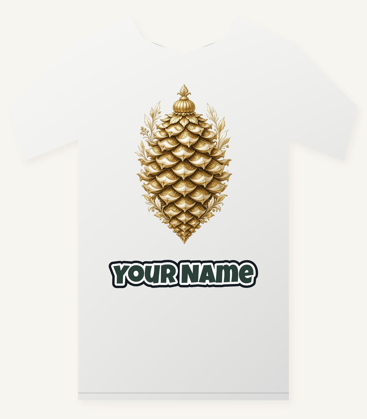 Gold Pinecone Ornament Personalised Christmas T-Shirt and Hoodie