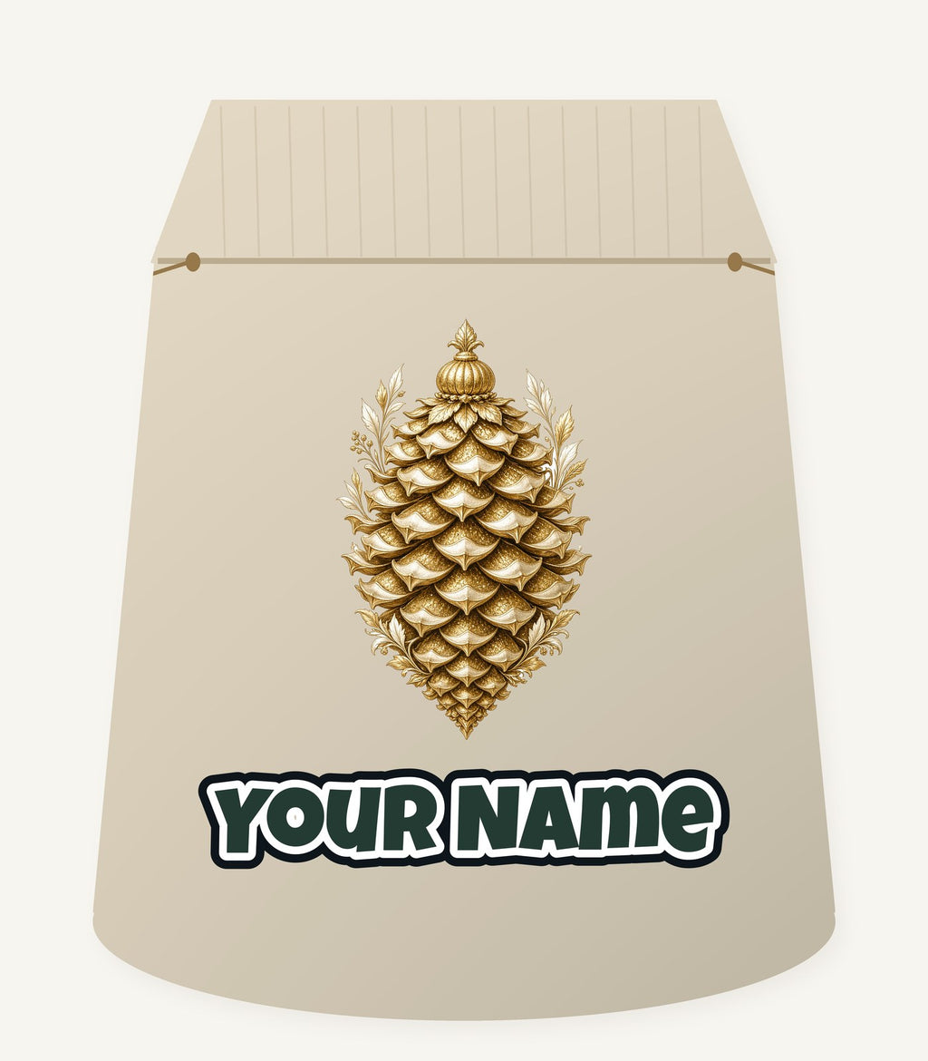 Gold Pinecone Ornament Personalised Santa Sack
