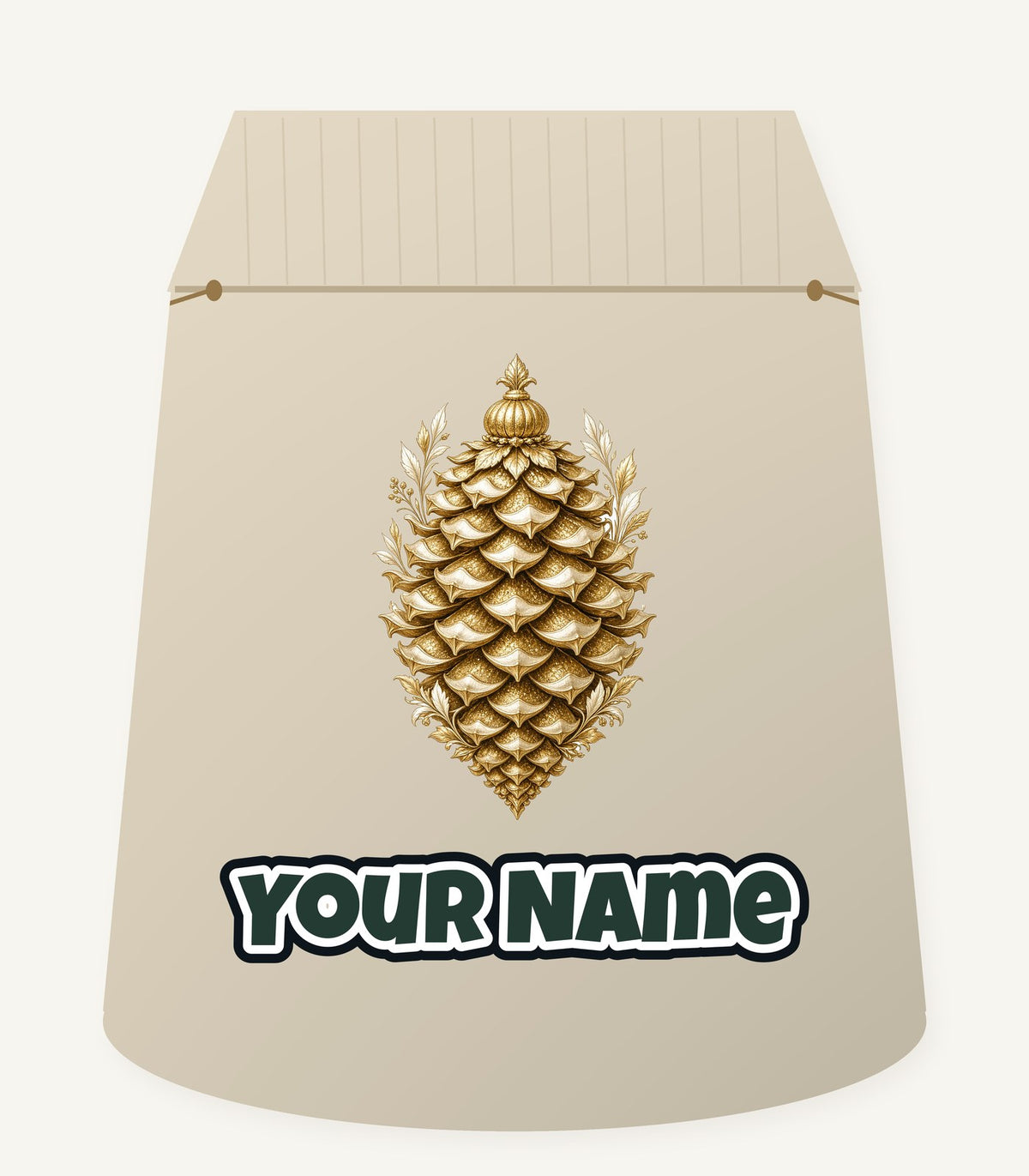 Gold Pinecone Ornament Personalised Santa Sack