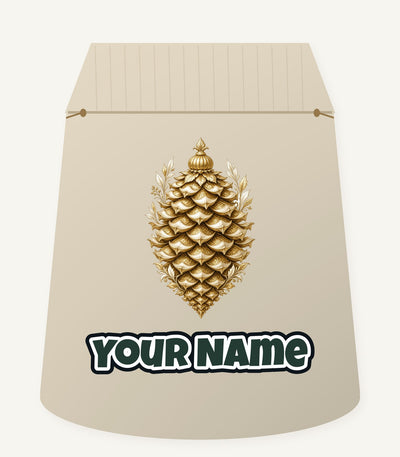 Gold Pinecone Ornament Personalised Santa Sack