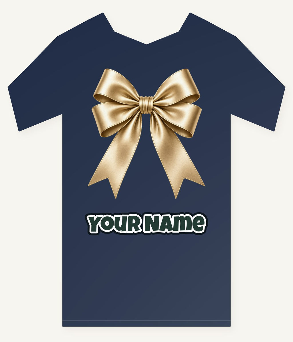 Gold Satin Ribbon Bow Personalised Kids Tee and Baby Bodysuit