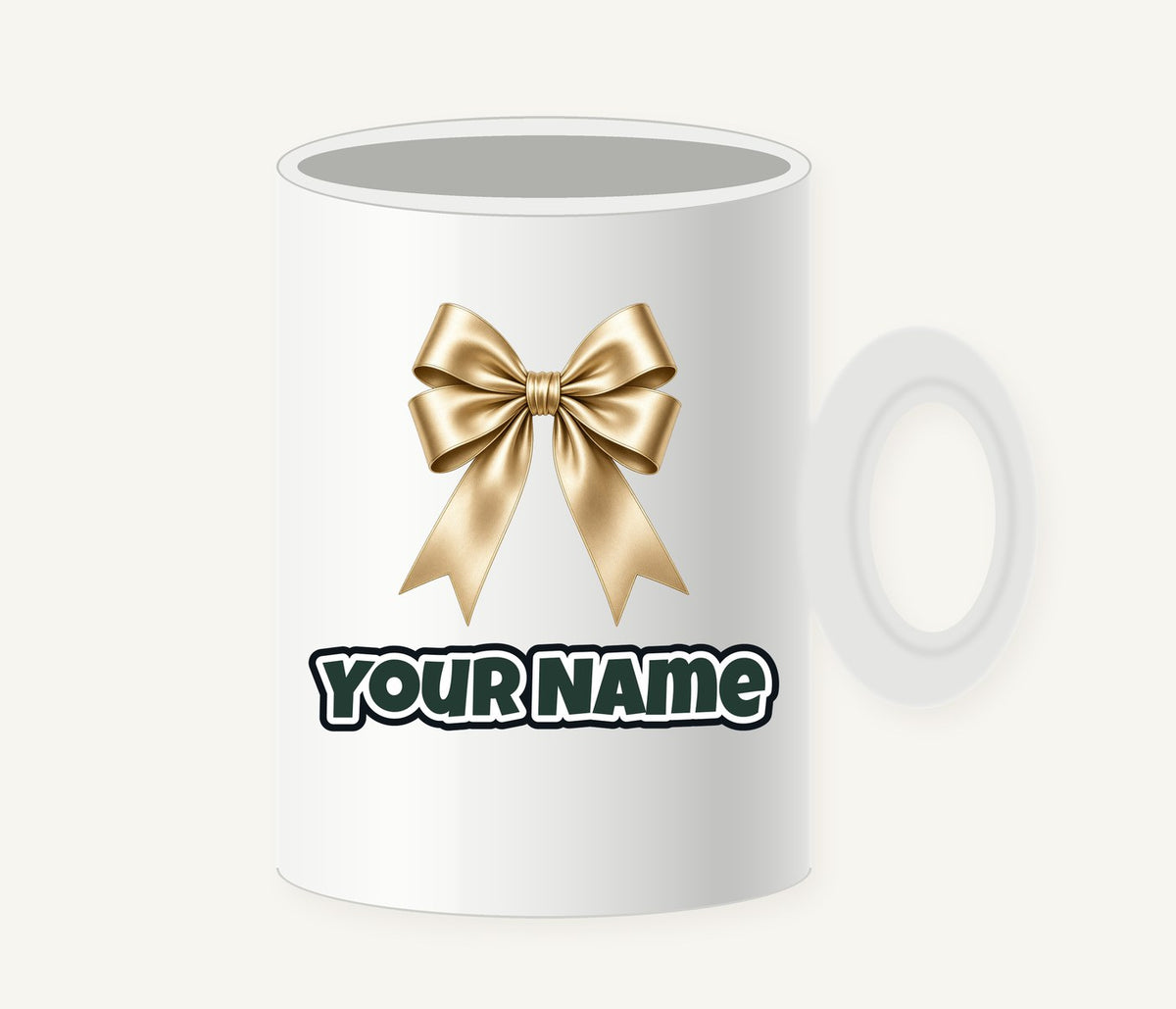 Gold Satin Ribbon Bow Personalised Christmas Mug