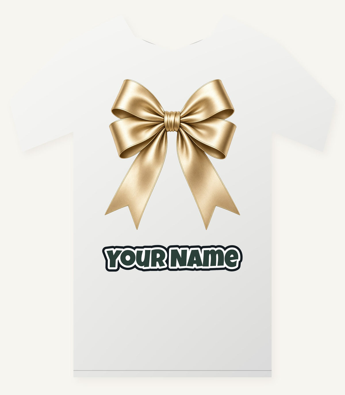 Gold Satin Ribbon Bow Personalised Christmas T-Shirt and Hoodie