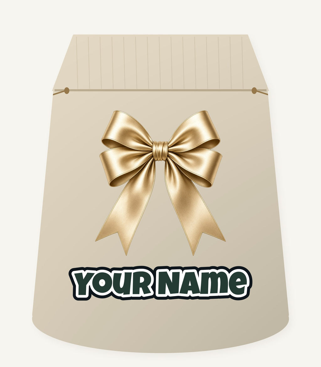 Gold Satin Ribbon Bow Personalised Santa Sack