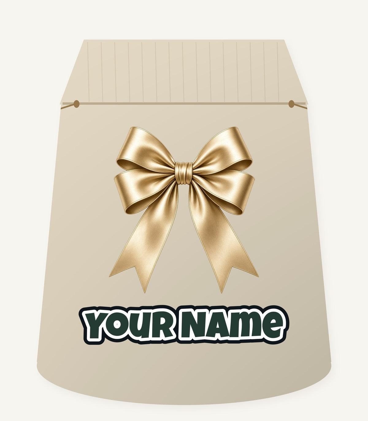 Gold Satin Ribbon Bow Personalised Santa Sack