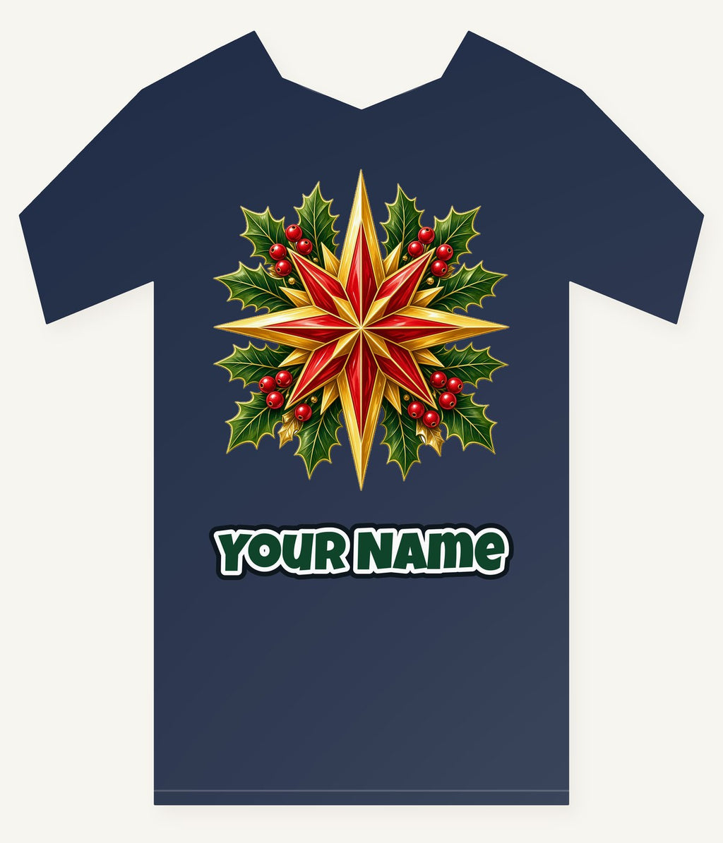 Gold Star With Holly Personalised Kids Tee and Baby Bodysuit