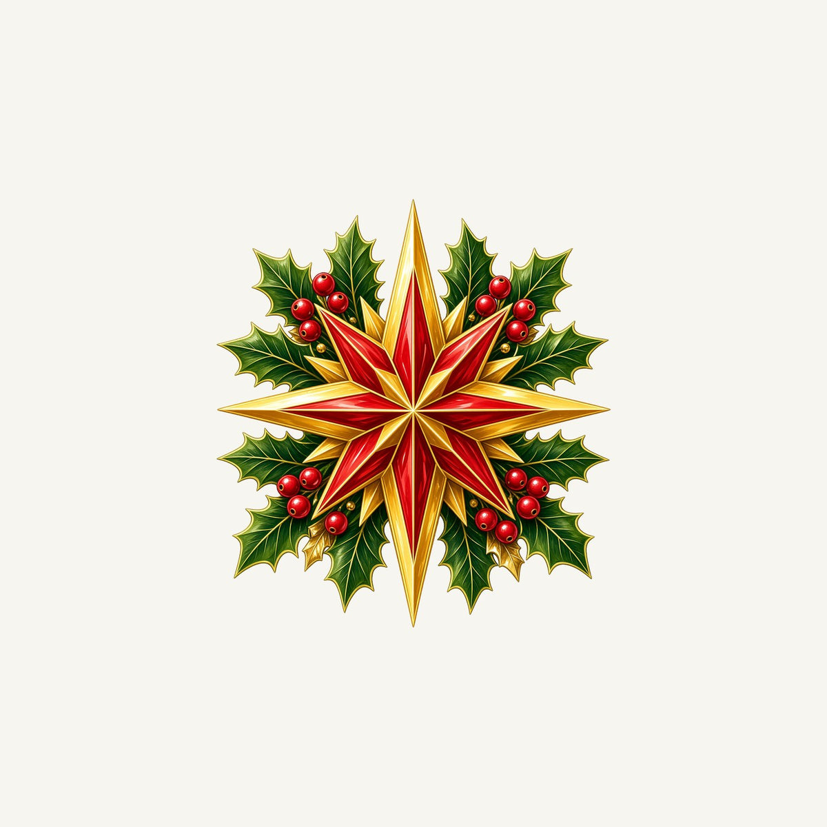 Gold Star With Holly Personalised Christmas Mug