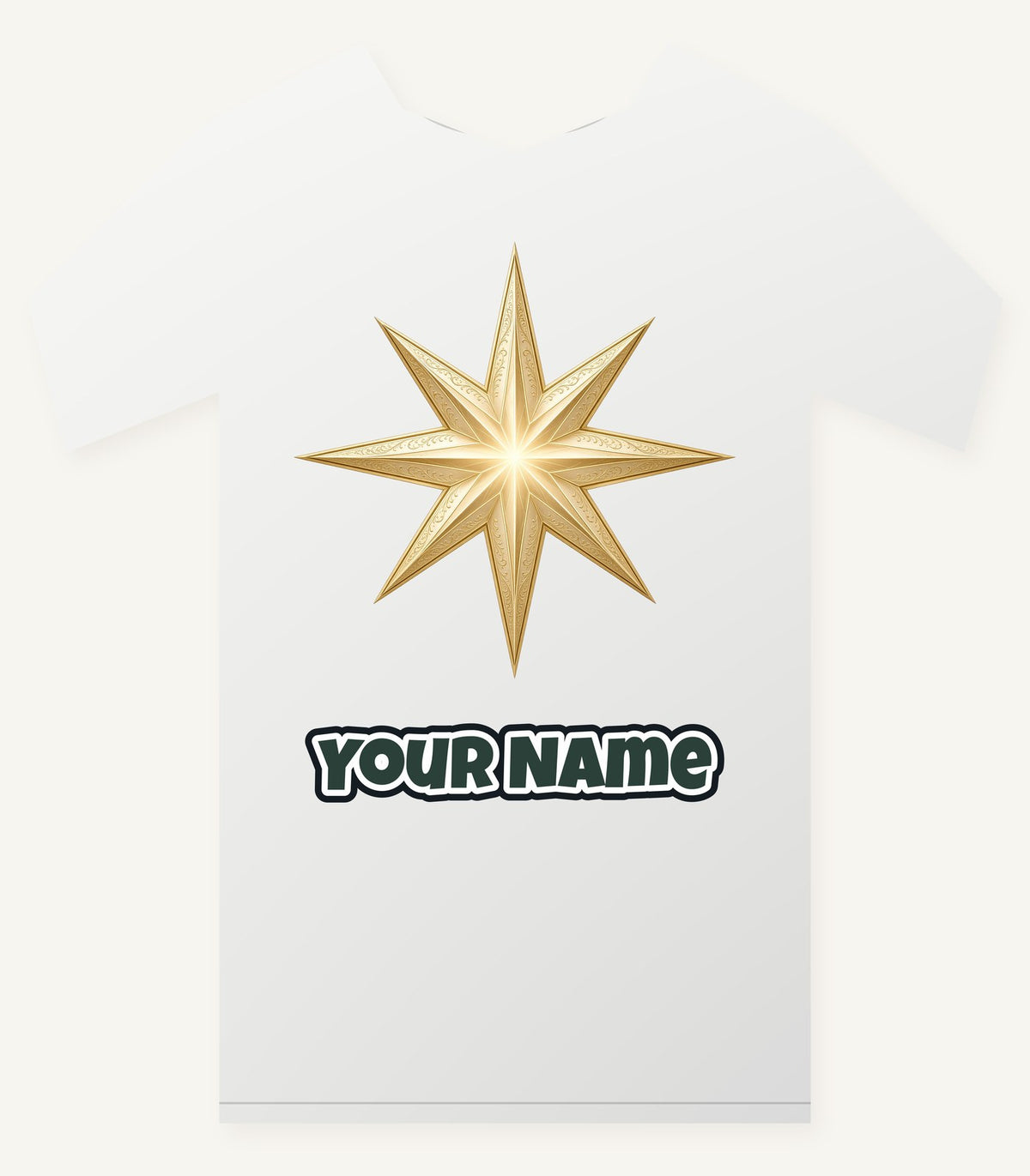 Gold Starburst Star Personalised Christmas T-Shirt and Hoodie