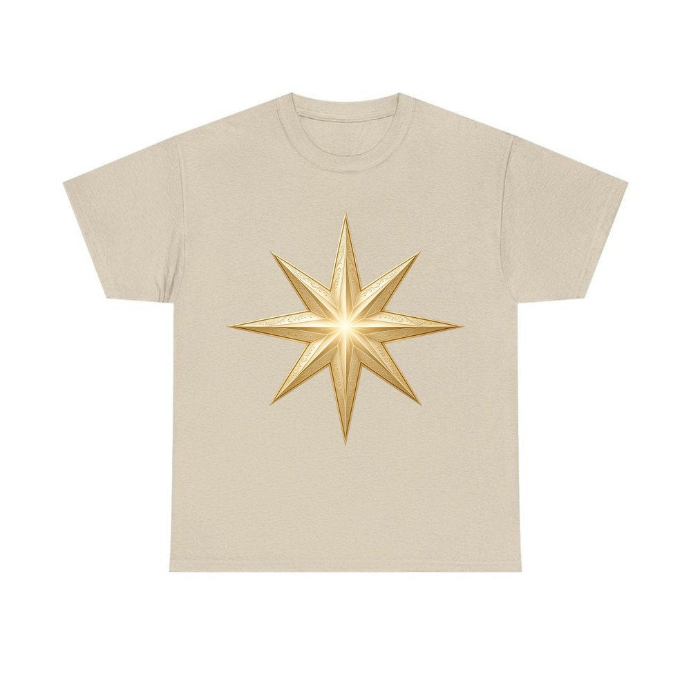 Gold Starburst Star personalised Christmas T-shirt in sand