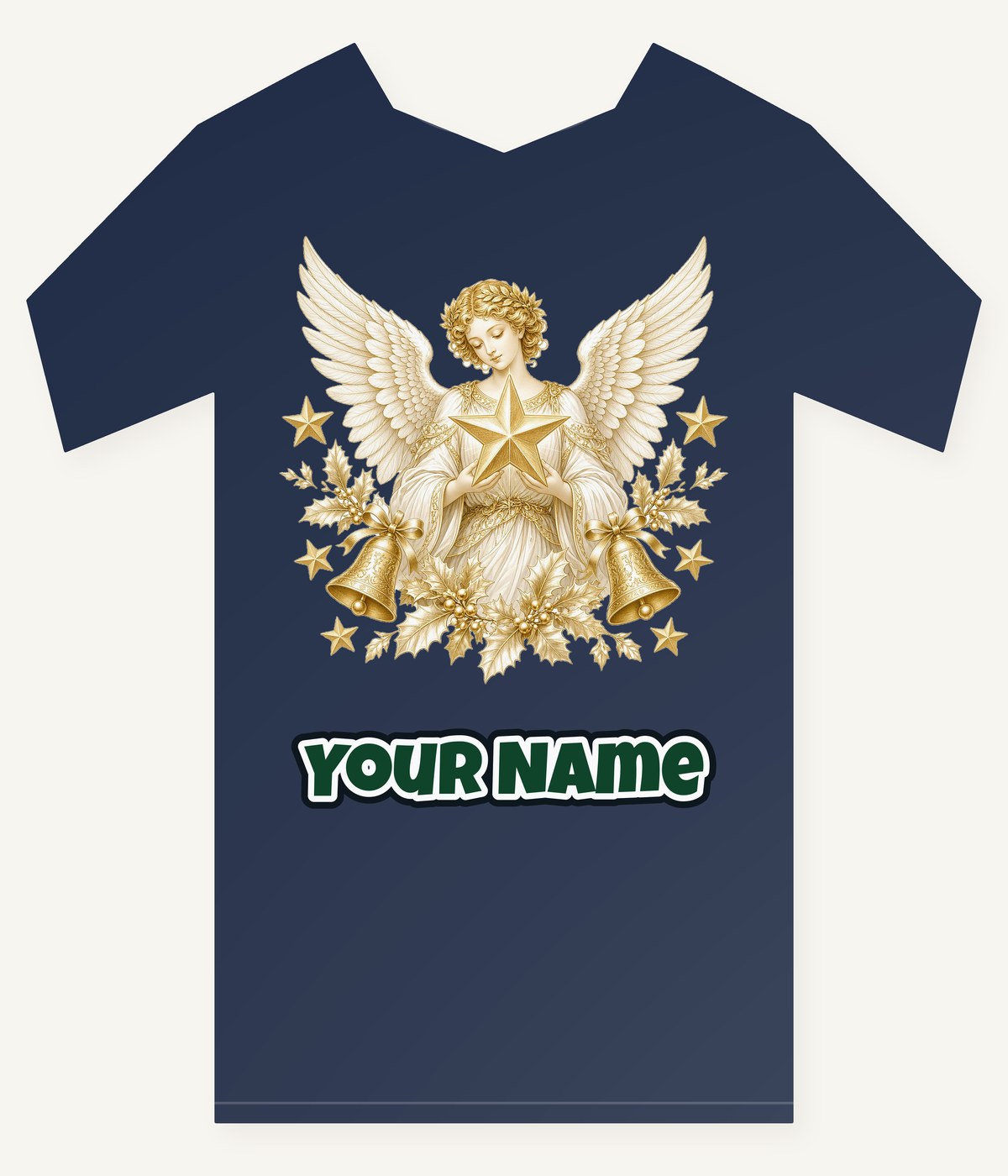 Golden Angel and Star Personalised Kids Tee and Baby Bodysuit